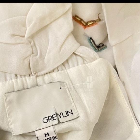 Greylin Ivory Beaded Racerback Tank Top Lined Sz M - Picture 2 of 5